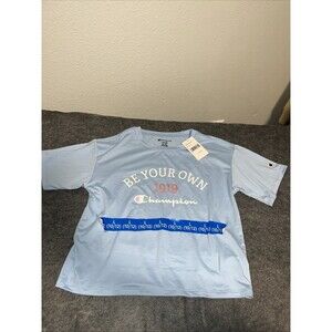 CHAMPION GIRL'S SCRIPT LOGO TEE SHIRT, DUTCH BLUE, SZ 10/12